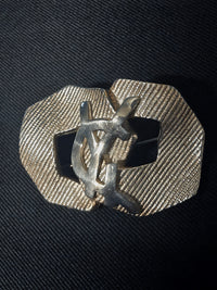 Yves Saint Laurent Broche Métal Argenté Rayures Siglée YSL Années 2000