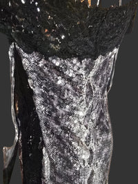 Loris Azzaro Robe Longue Sequins Reptile Dentelle Années 80 T40-42