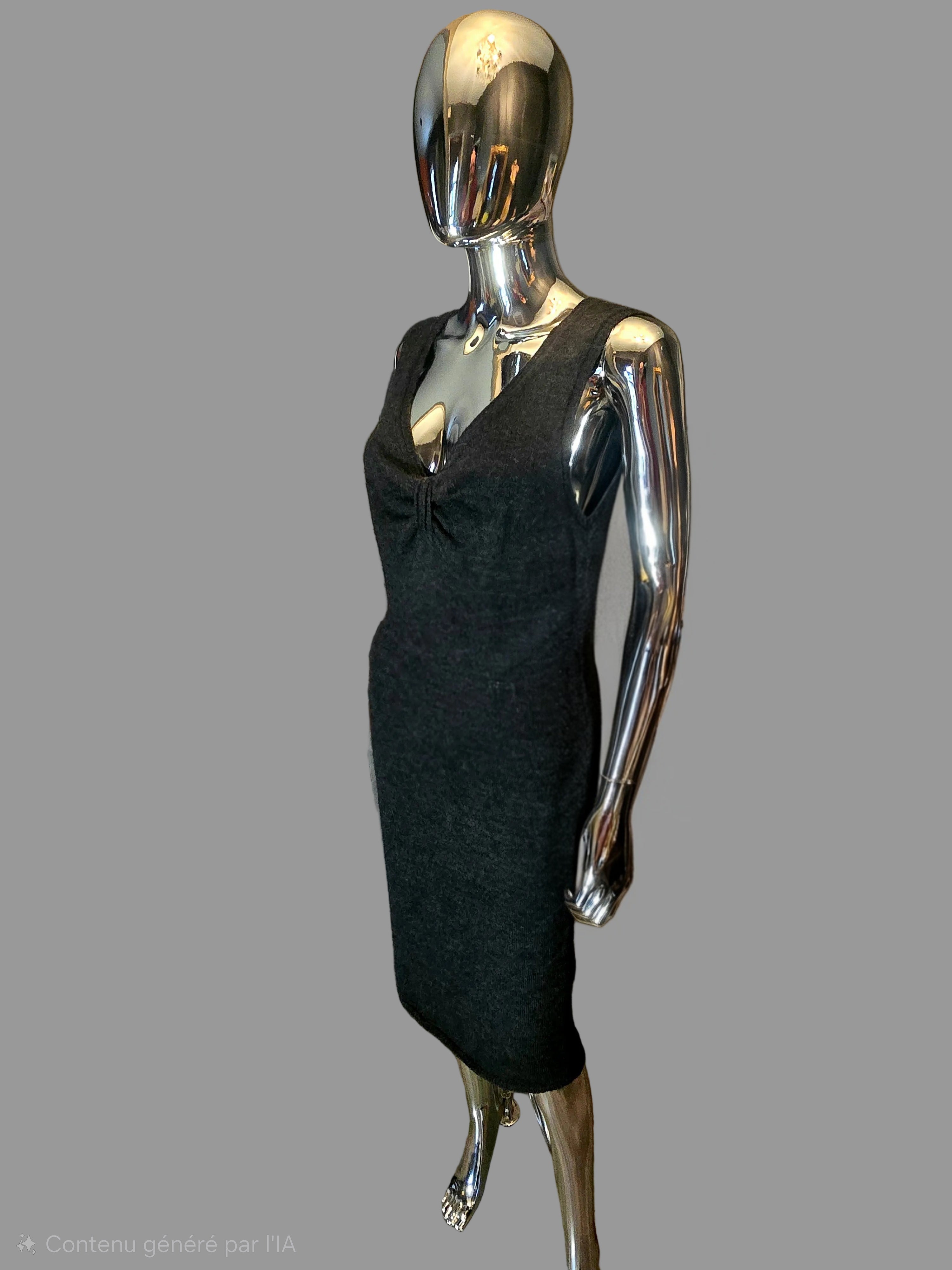 Dolce & Gabbana Robe Longue Grise en Laine T40