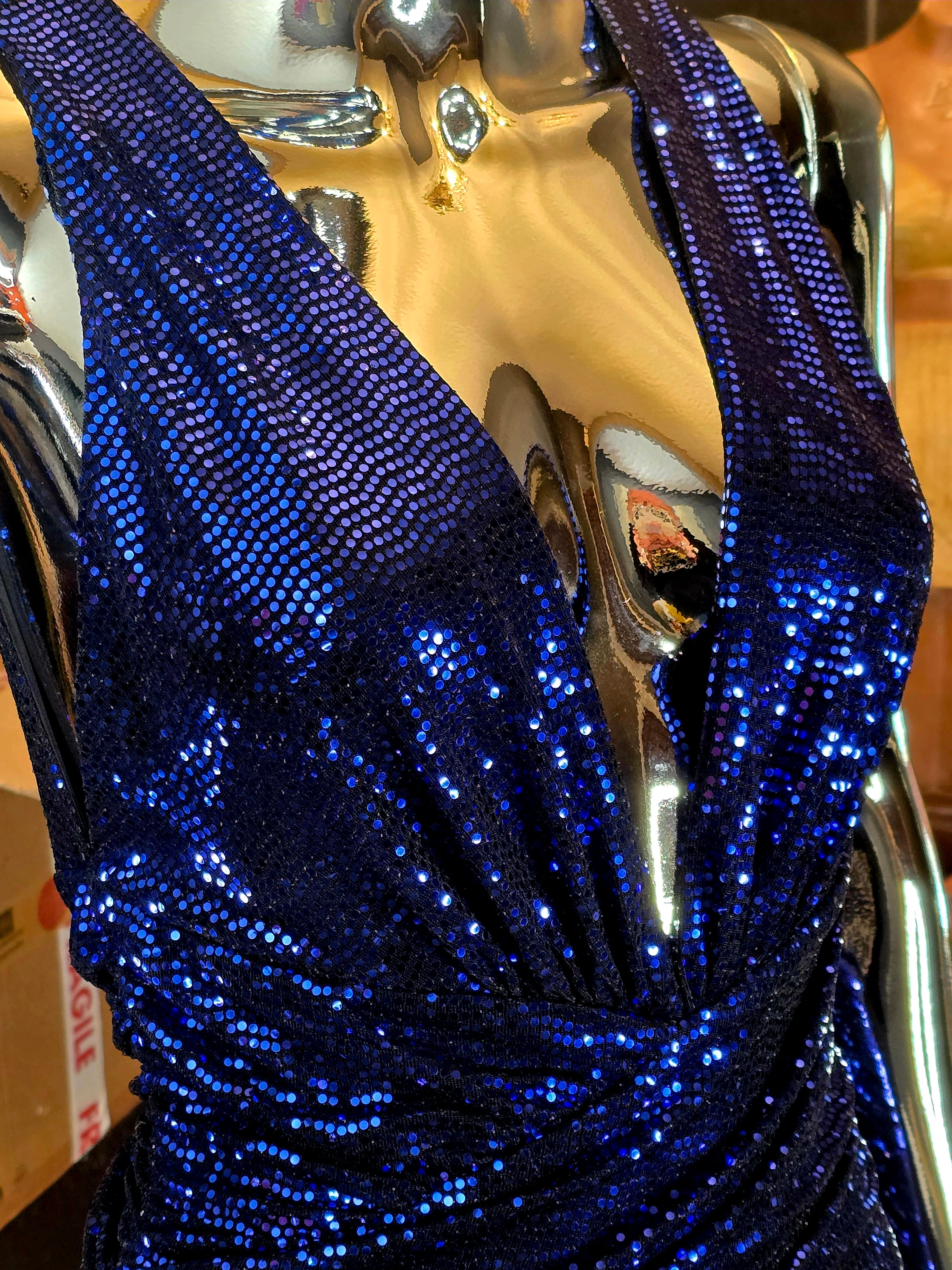 electric blue sequin dress Kiara Strappy Sequin Mini Dress Navy / L