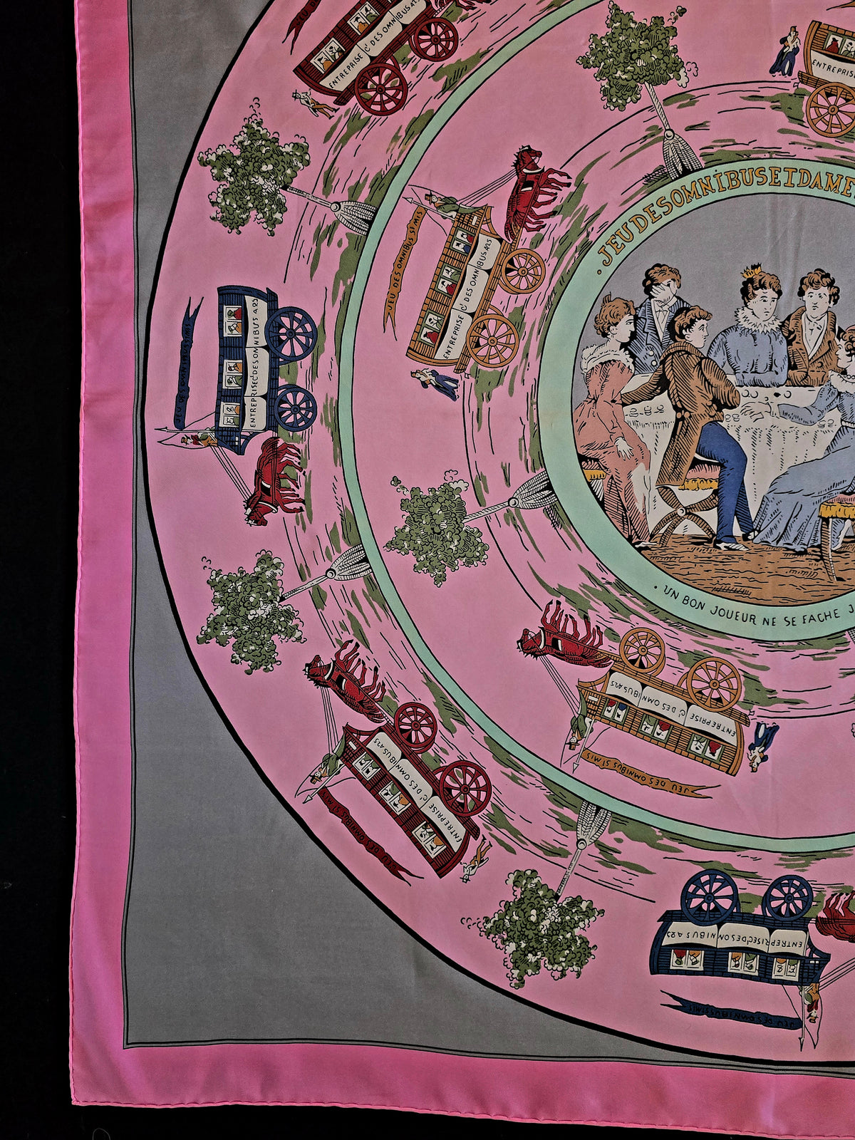 Hermès – Carré de Soie "Jeu des Omnibus et Dames Blanches" 90×90 cm
