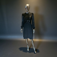 Lanvin 70s Black Sequin Evening Dress Size 38