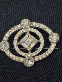 Yves Saint Laurent Broche Argentée & Cristal Années 2000
