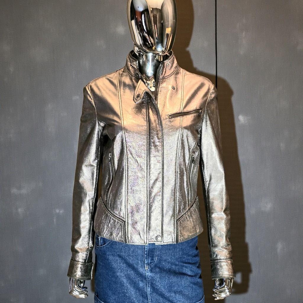 Dolce & Gabbana Blouson Cuir Argenté T40