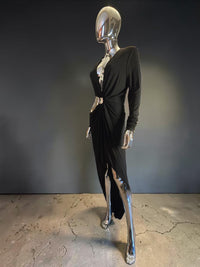 Robe de cocktail échancrée asymétrique noire T42 neuve - L.F Lusso
