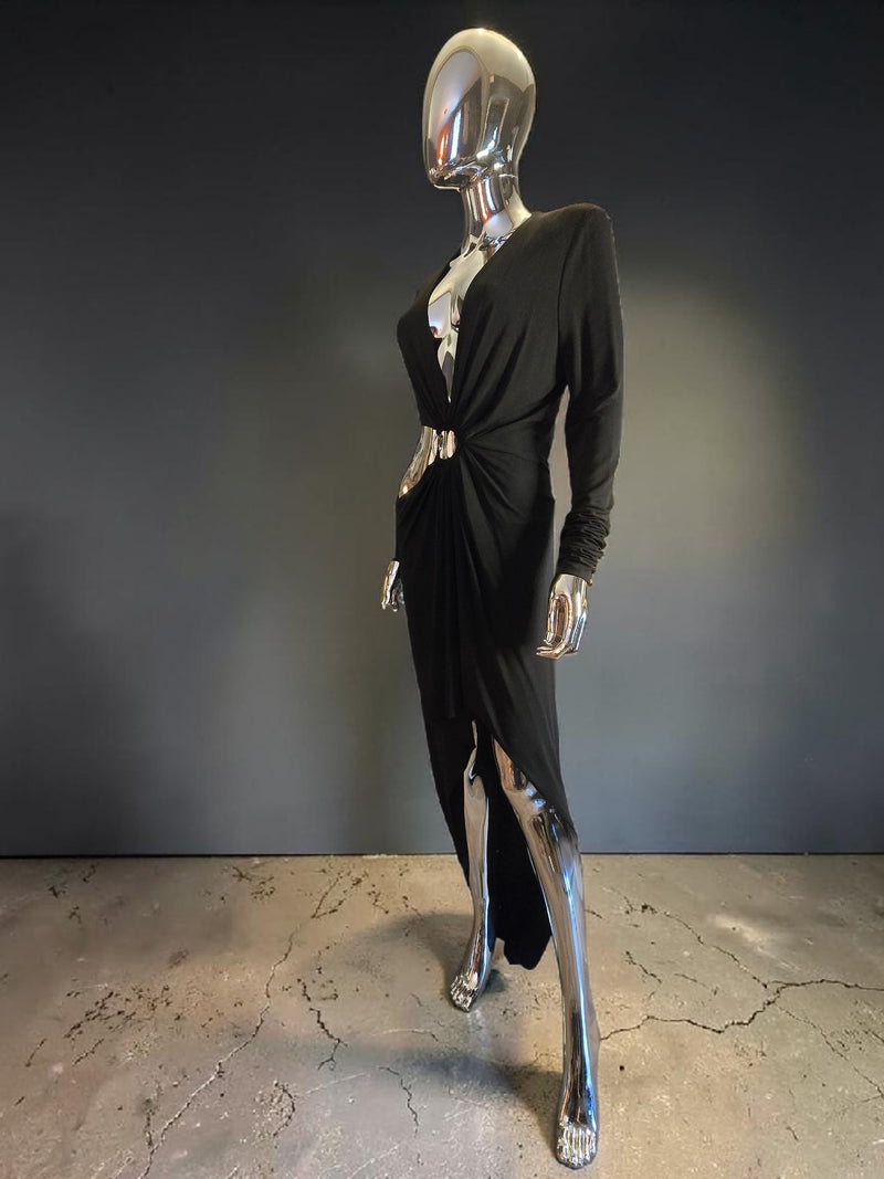 Robe de cocktail échancrée asymétrique noire T42 neuve - L.F Lusso
