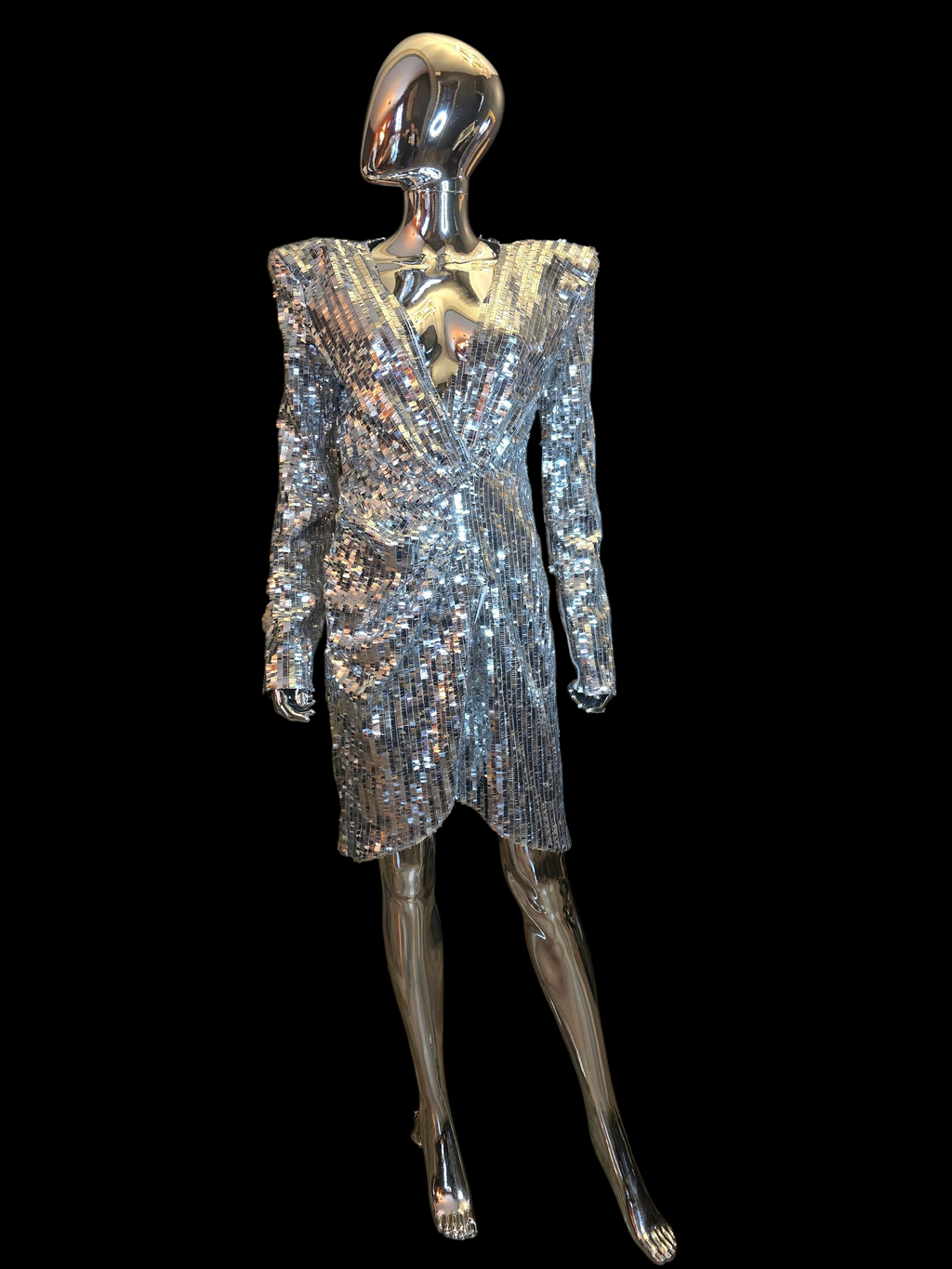 Azzaro — Robe de Soirée Facettes Argentées T40