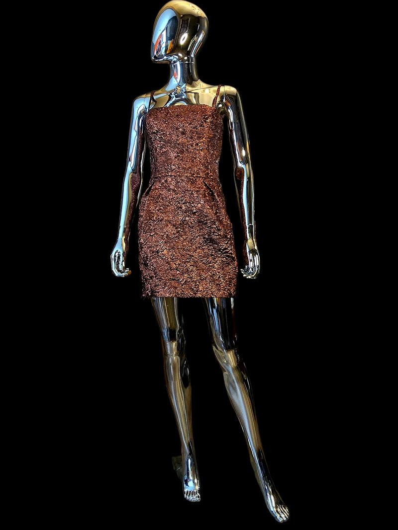 Alexandre Vauthier — Robe Courte Prototype Défilé Lurex Bronze T36