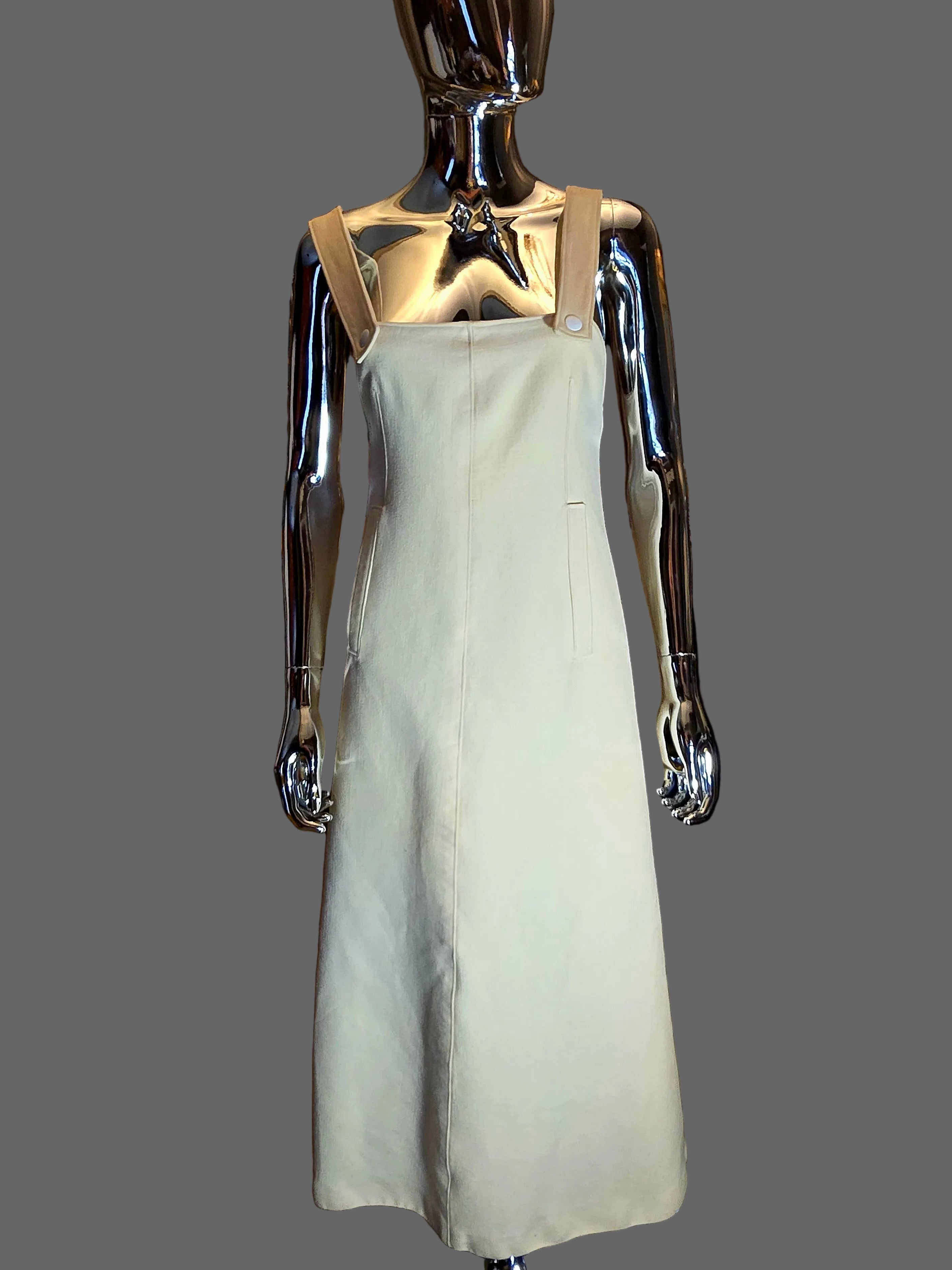 Courrèges — Robe Longue Vintage Années 70 Beige T38