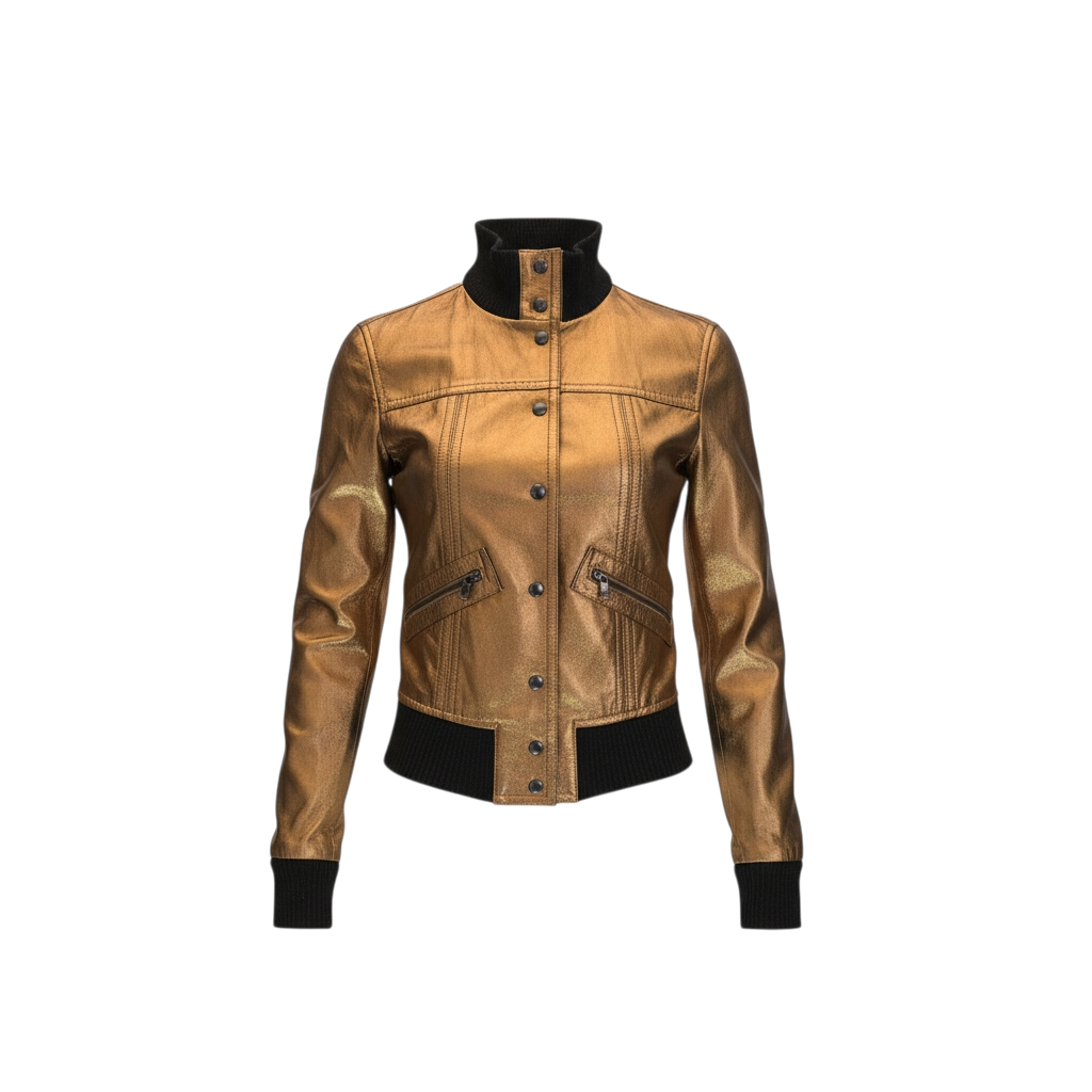 Dolce & Gabanna gold leather jacket size 36 vintage - L.F Lusso
