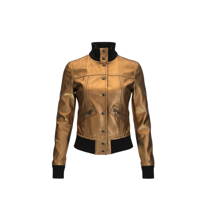 Dolce & Gabanna gold leather jacket size 36 vintage - L.F Lusso