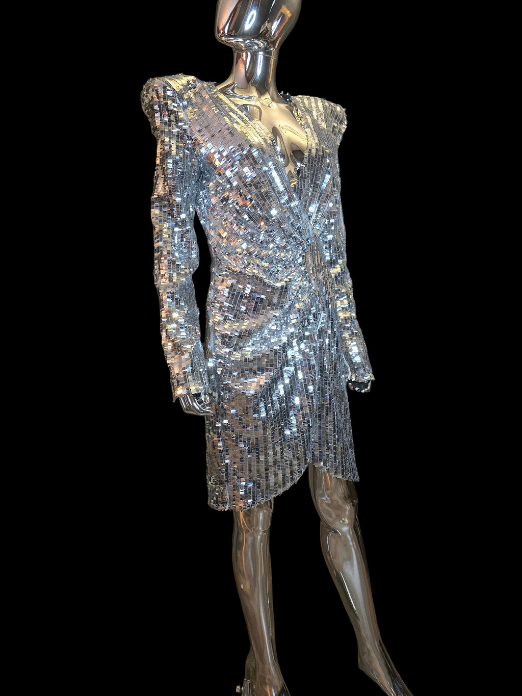 Azzaro — Robe de Soirée Facettes Argentées T40