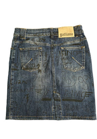 John Galliano Jupe Denim Graffitis T40