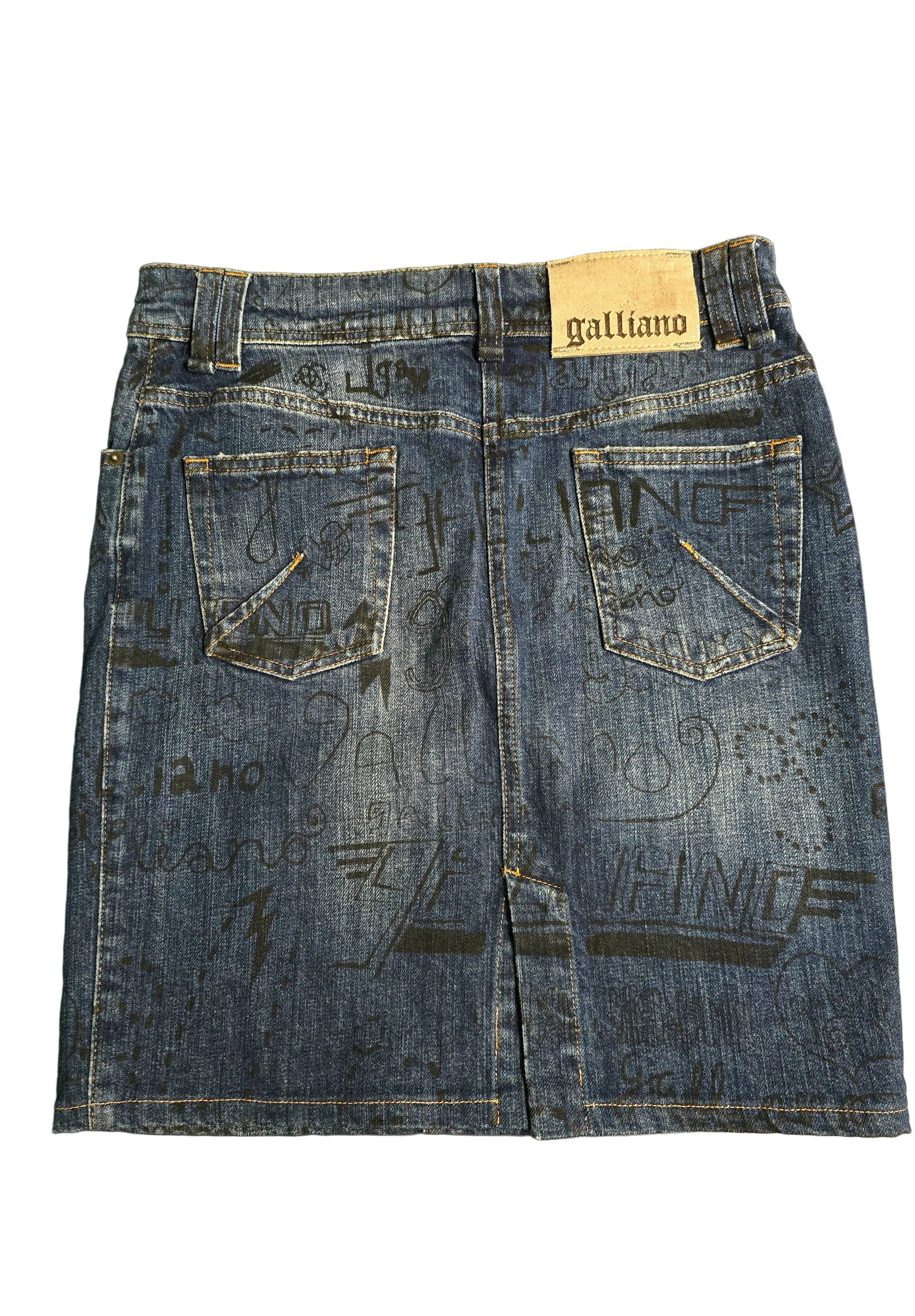 John Galliano Jupe Denim Graffitis T40