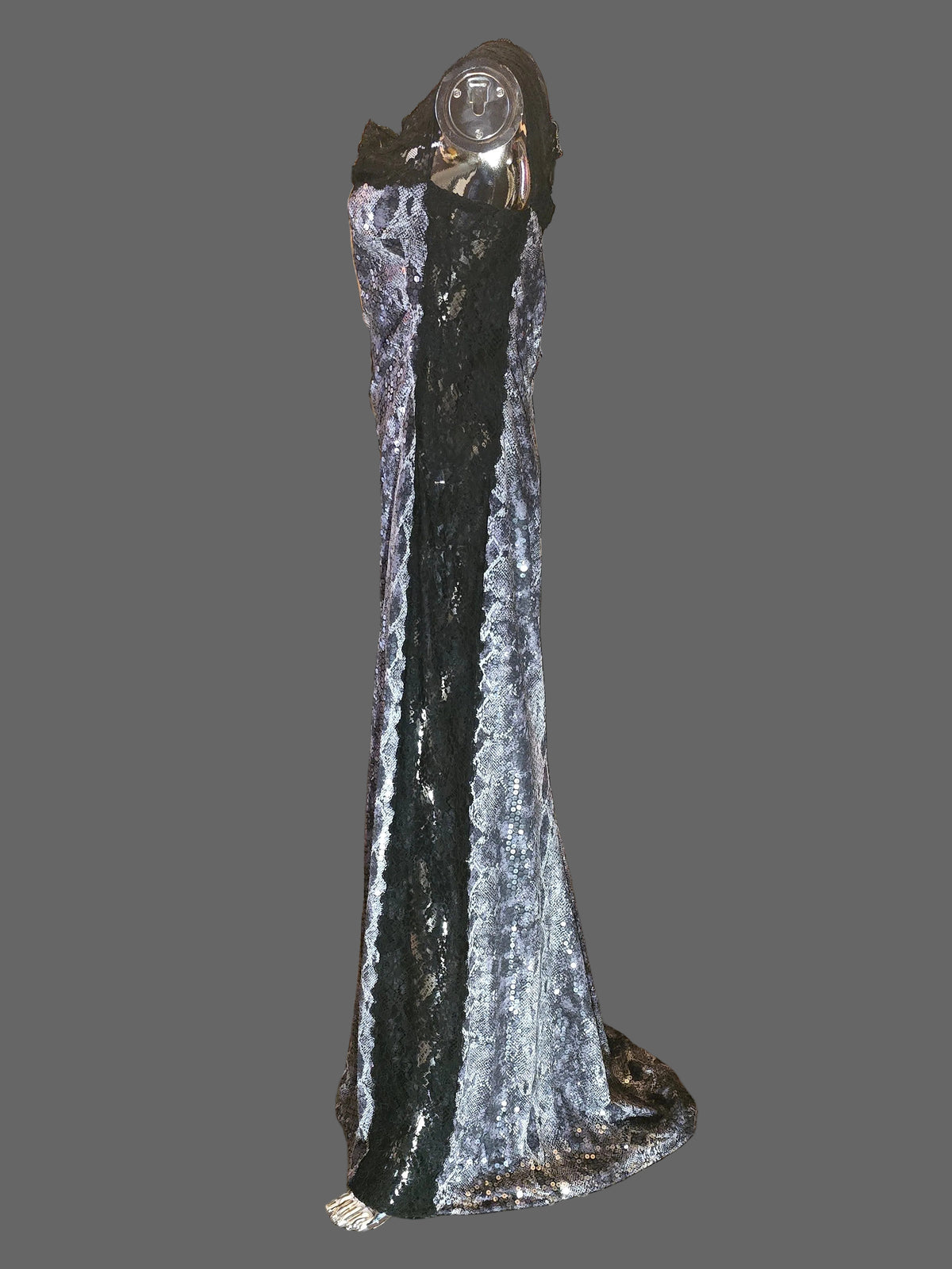 Loris Azzaro Robe Longue Sequins Reptile Dentelle Années 80 T40-42