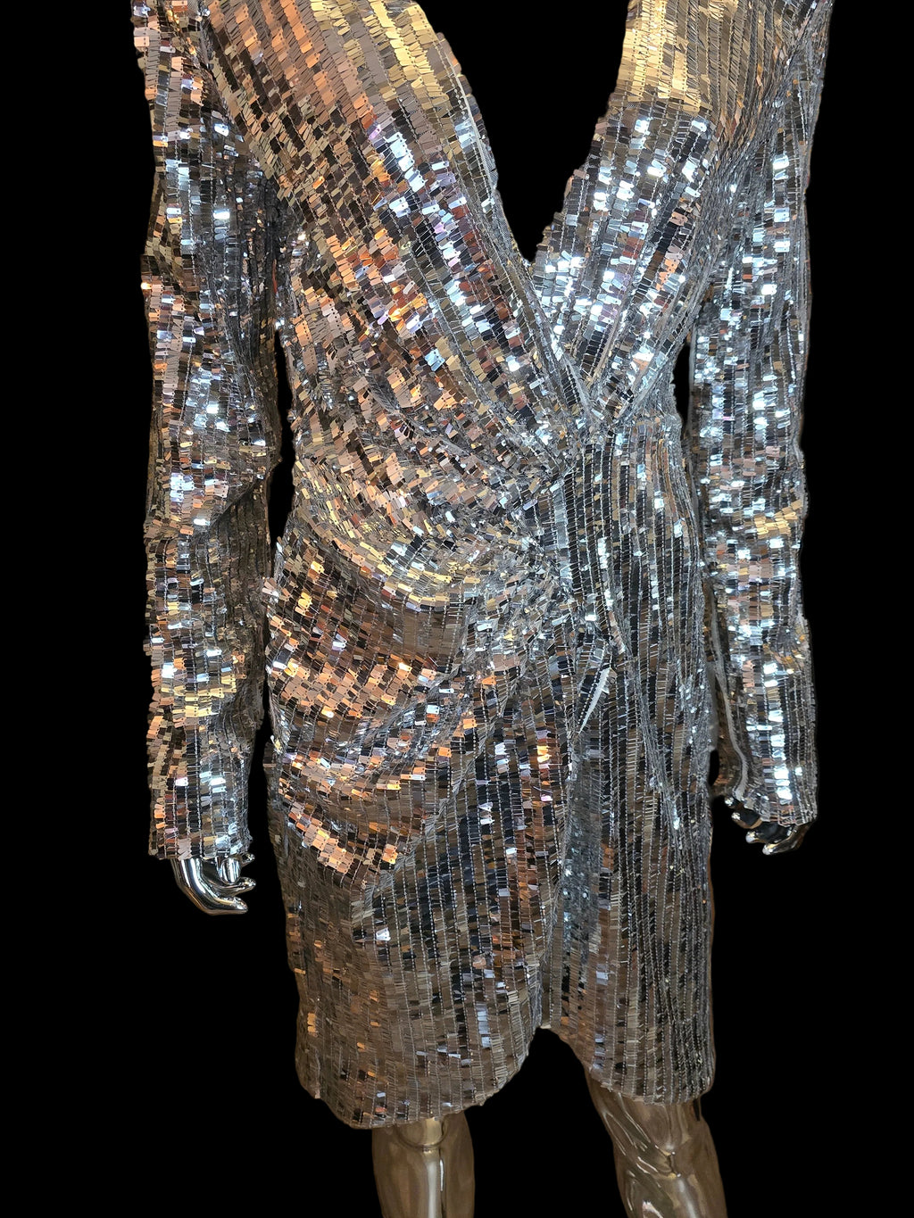 Azzaro — Robe de Soirée Facettes Argentées T40