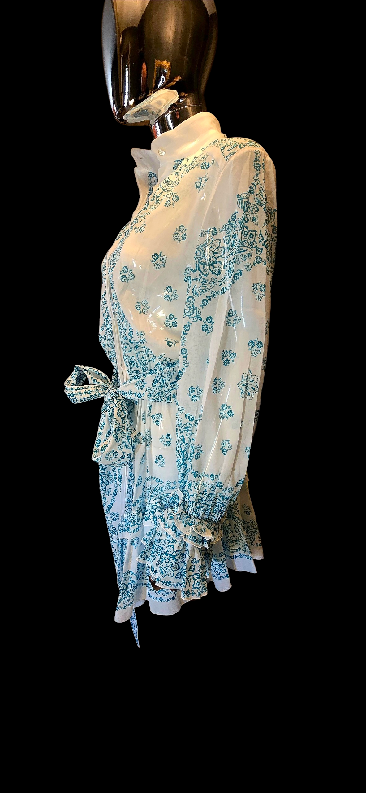 voile de coton blanc et turquoise Alexandre Vauthier - L.F Lusso