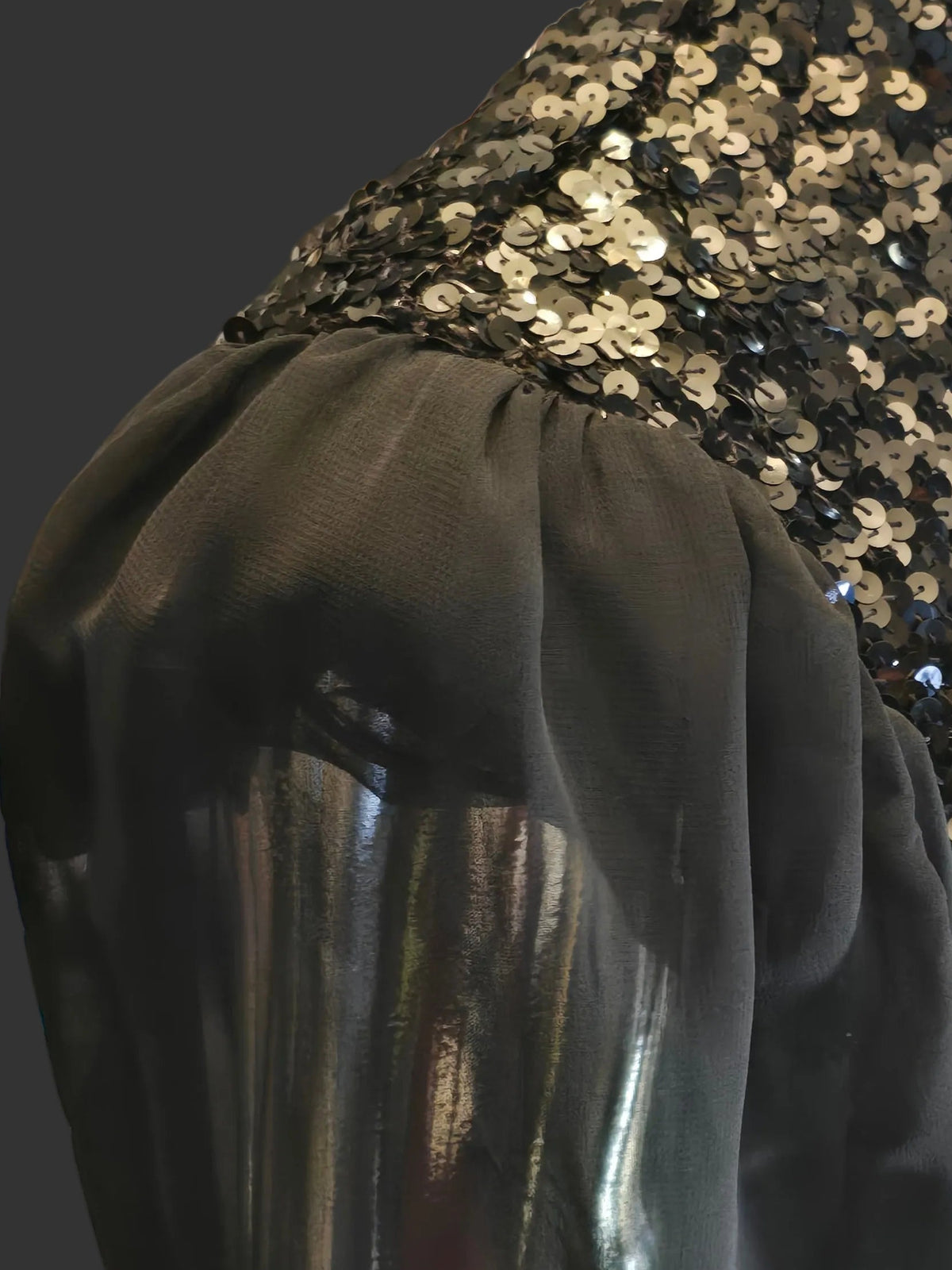 Lanvin 70s Black Sequin Evening Dress Size 38
