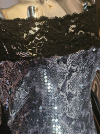Loris Azzaro Robe Longue Sequins Reptile Dentelle Années 80 T40-42