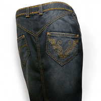 Versace Jeans Couture – Jupe Denim & Strass Dorés – Longueur Genou – T38