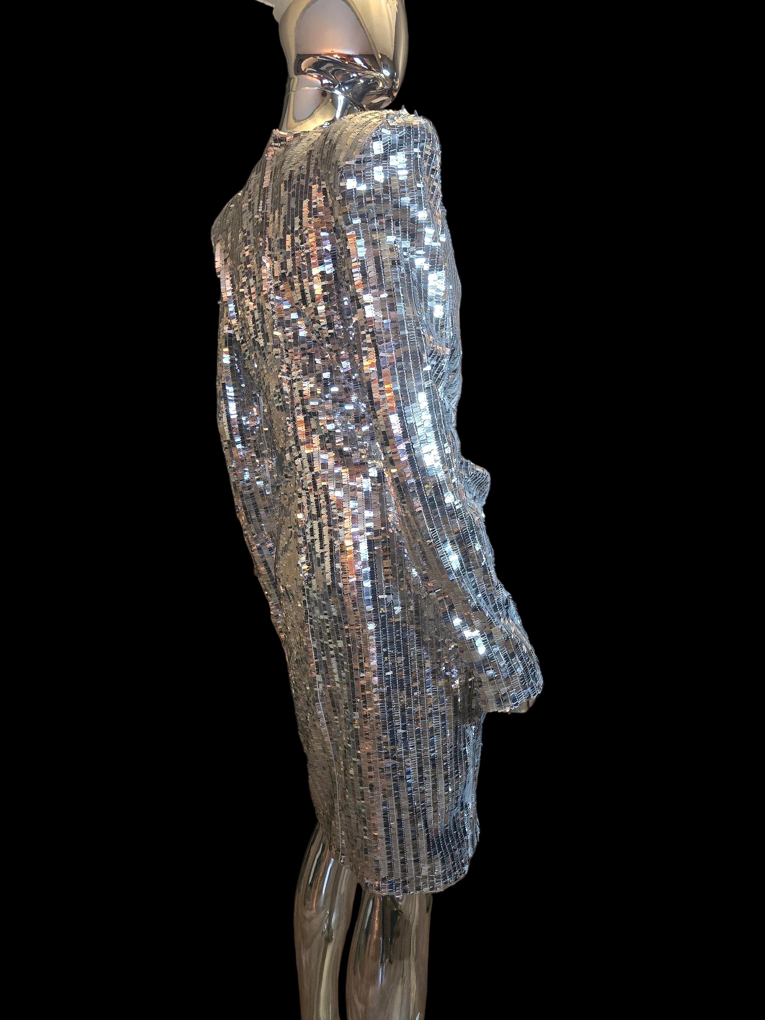 Azzaro — Robe de Soirée Facettes Argentées T40