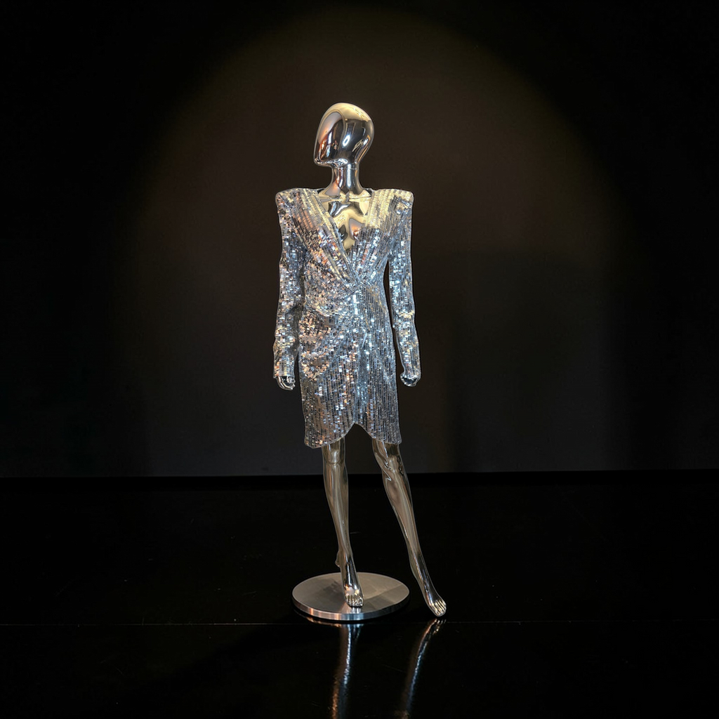 Azzaro silver evening dress size 40 vintage - L.F Lusso