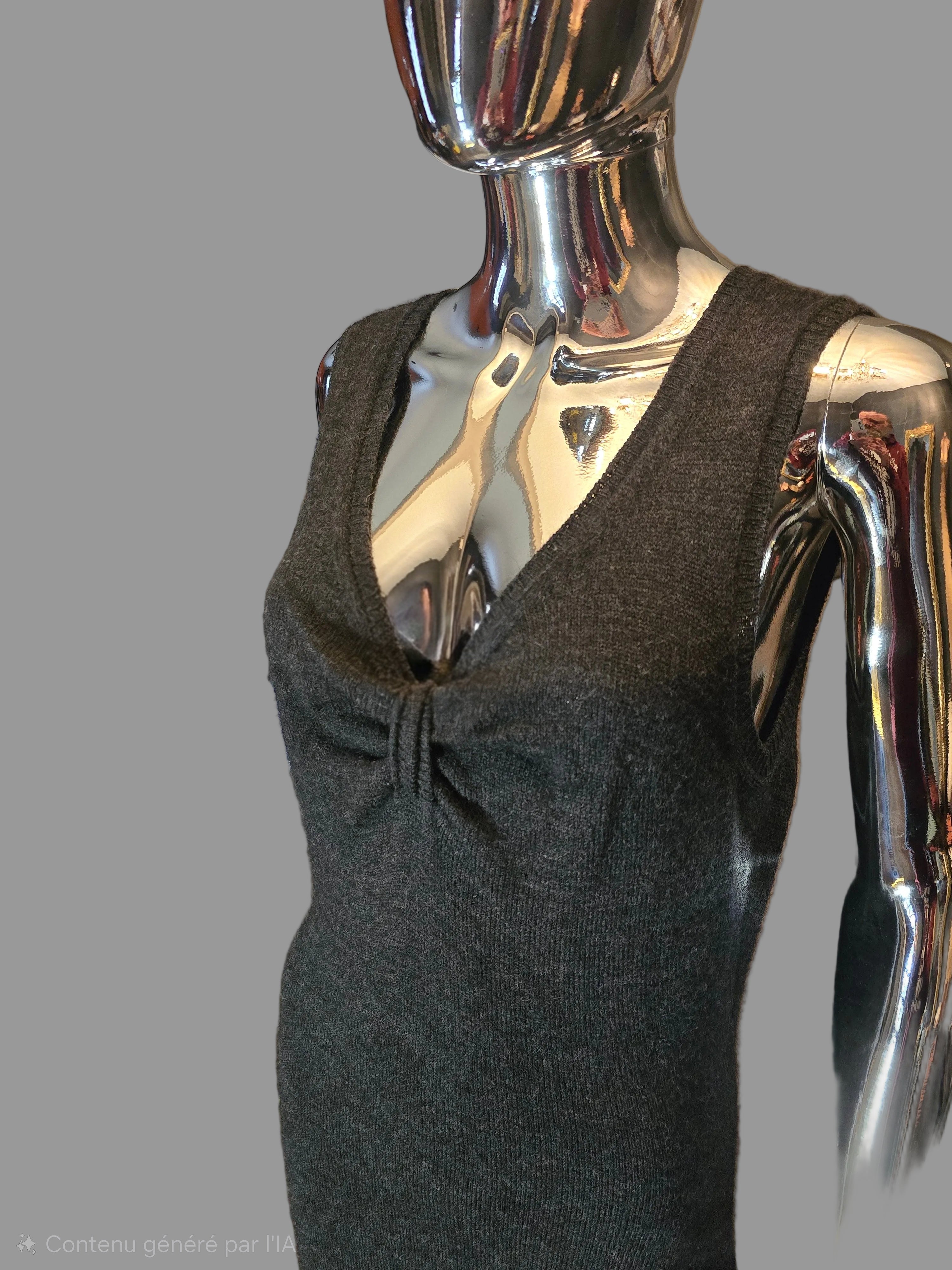 Dolce & Gabbana Robe Longue Grise en Laine T40