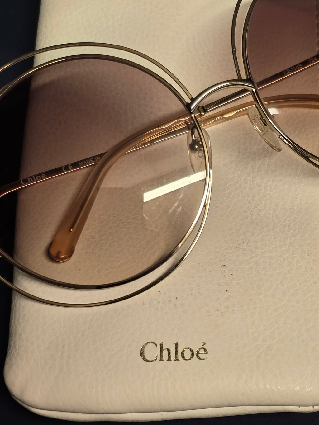 Chloé vintage sunglasses gold frame brown lenses never worn - L.F Lusso