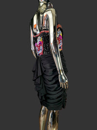 Azzaro robe noire haute couture bustier strass - L.F Lusso