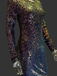 Azzaro Robe de Soirée Sequins Multicolores T38 – Neuve