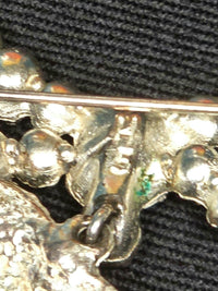 Yves Saint Laurent Broche Cœur & Nœud Argentée Cristal Années 2000