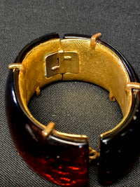 Yves Saint Laurent Parure Bracelet & Clips Oreilles Style Ambre Années 80