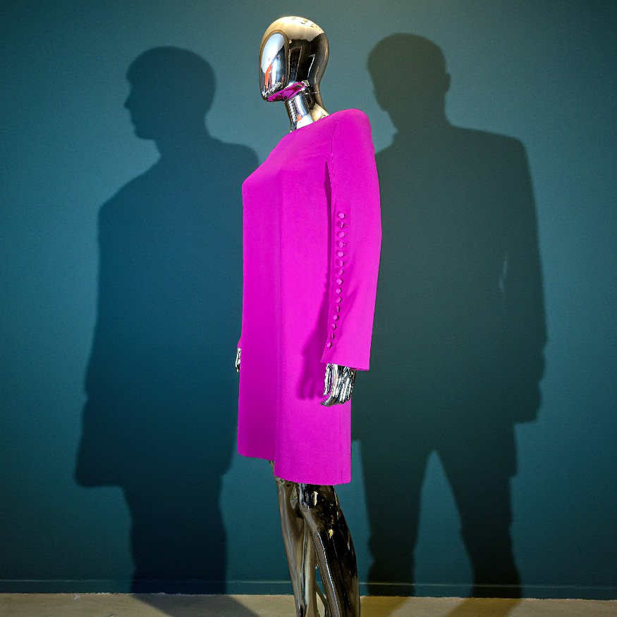 Escada – Robe Rose Col Rond & Boutons aux Manches – T38/40