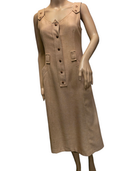 Courrèges Hyperbole Robe Laine Beige Années 70 T38