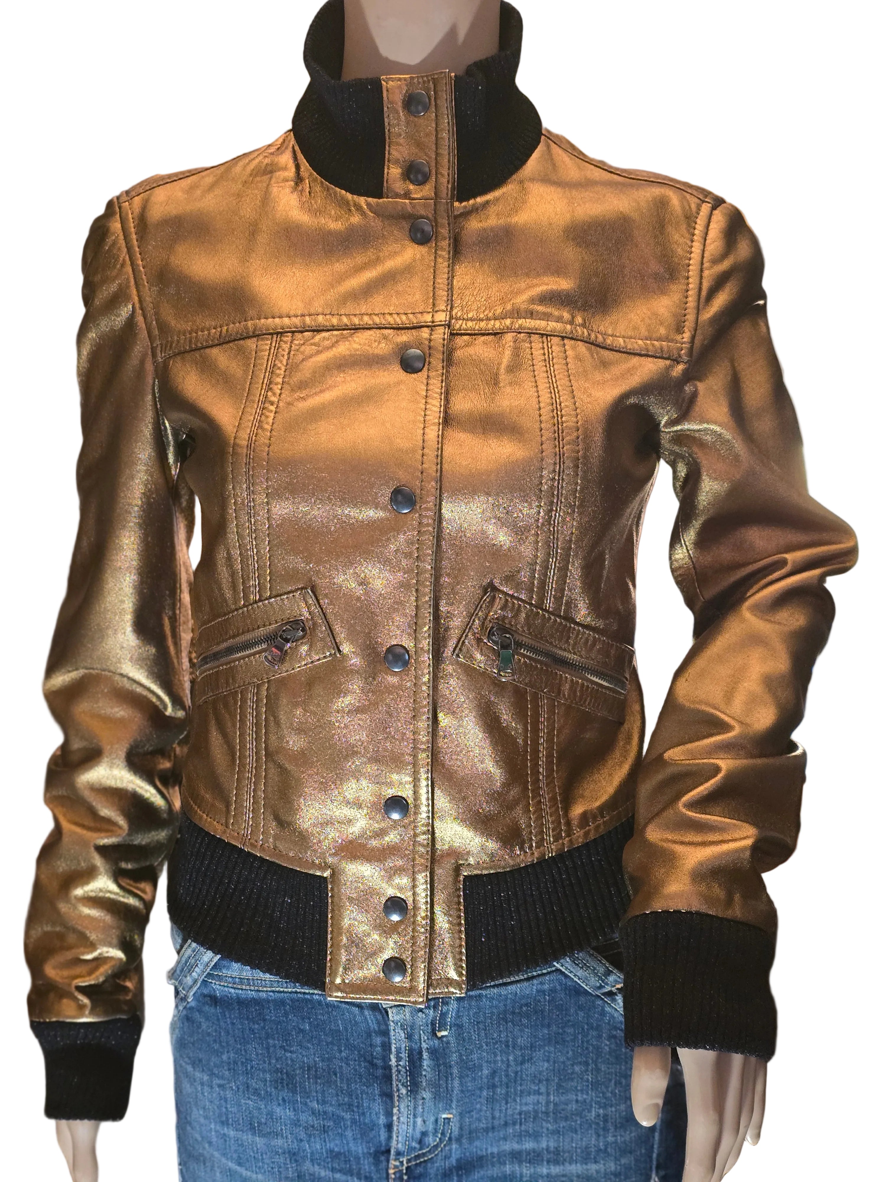 Dolce & Gabanna blouson cuir doré