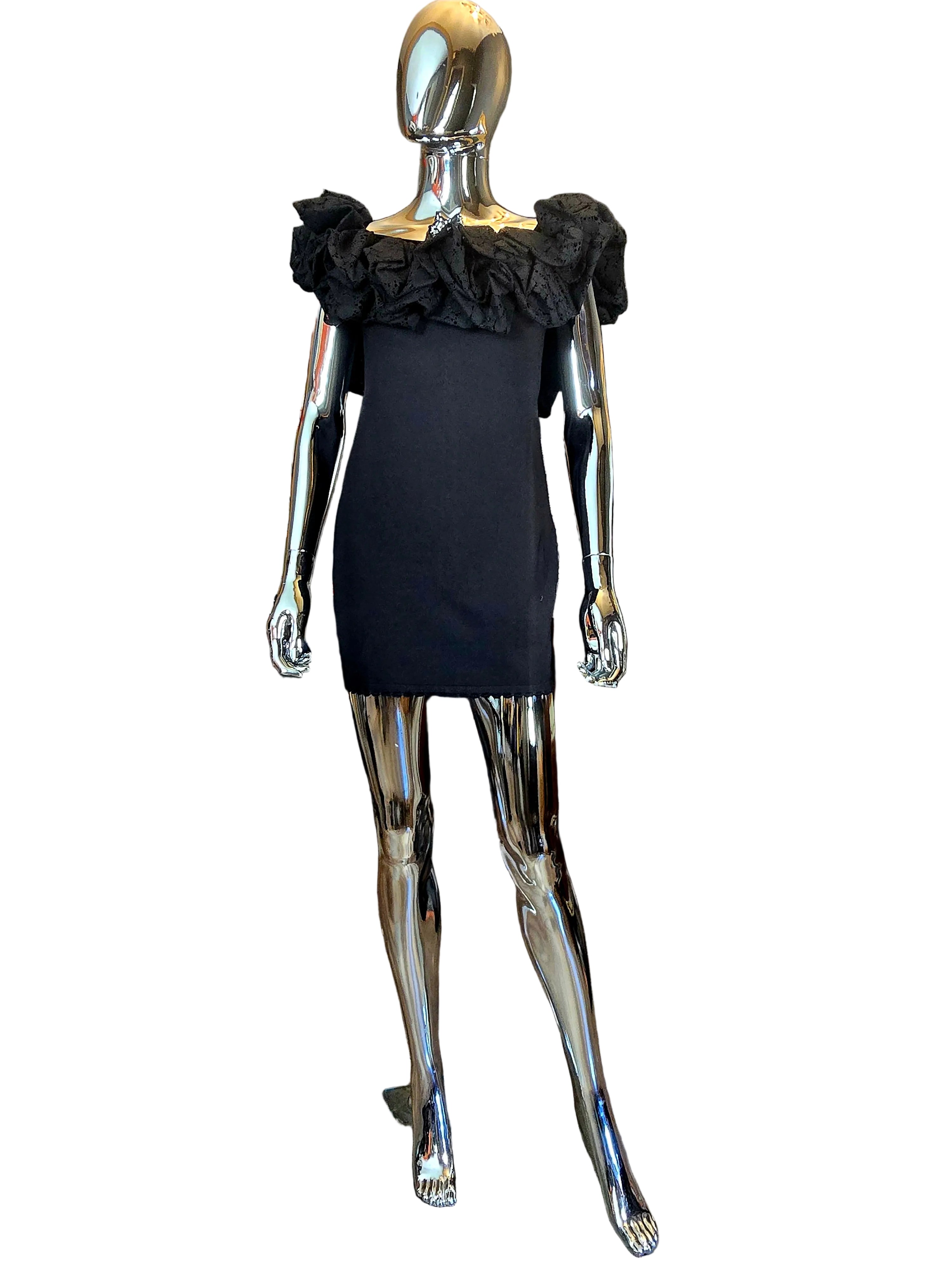 robe courte noire décolleté frou-frou Alexandre Vauthier - L.F Lusso