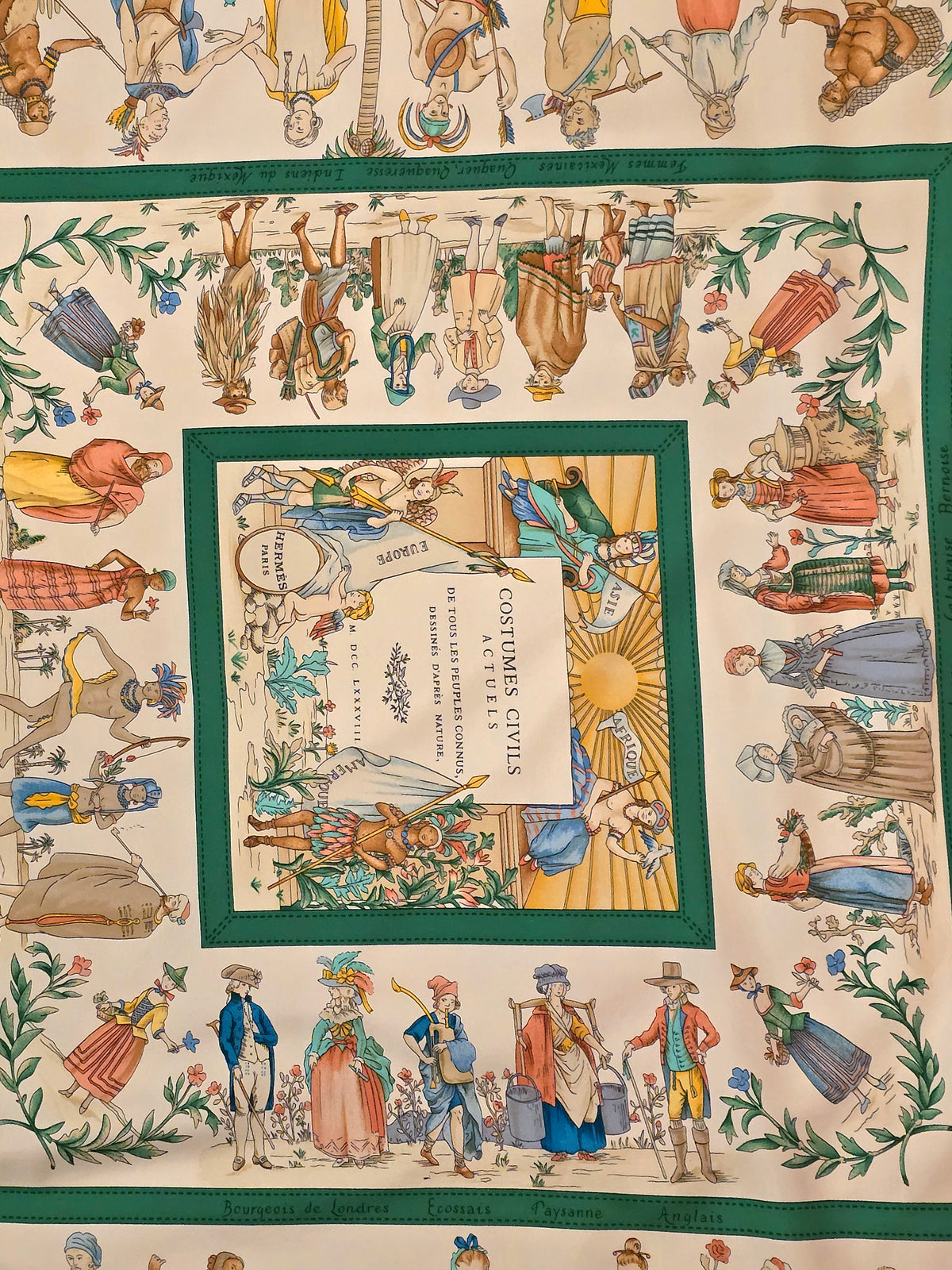 Hermès – Carré de Soie "Costumes Civils Actuels" 90×90 cm – 1995