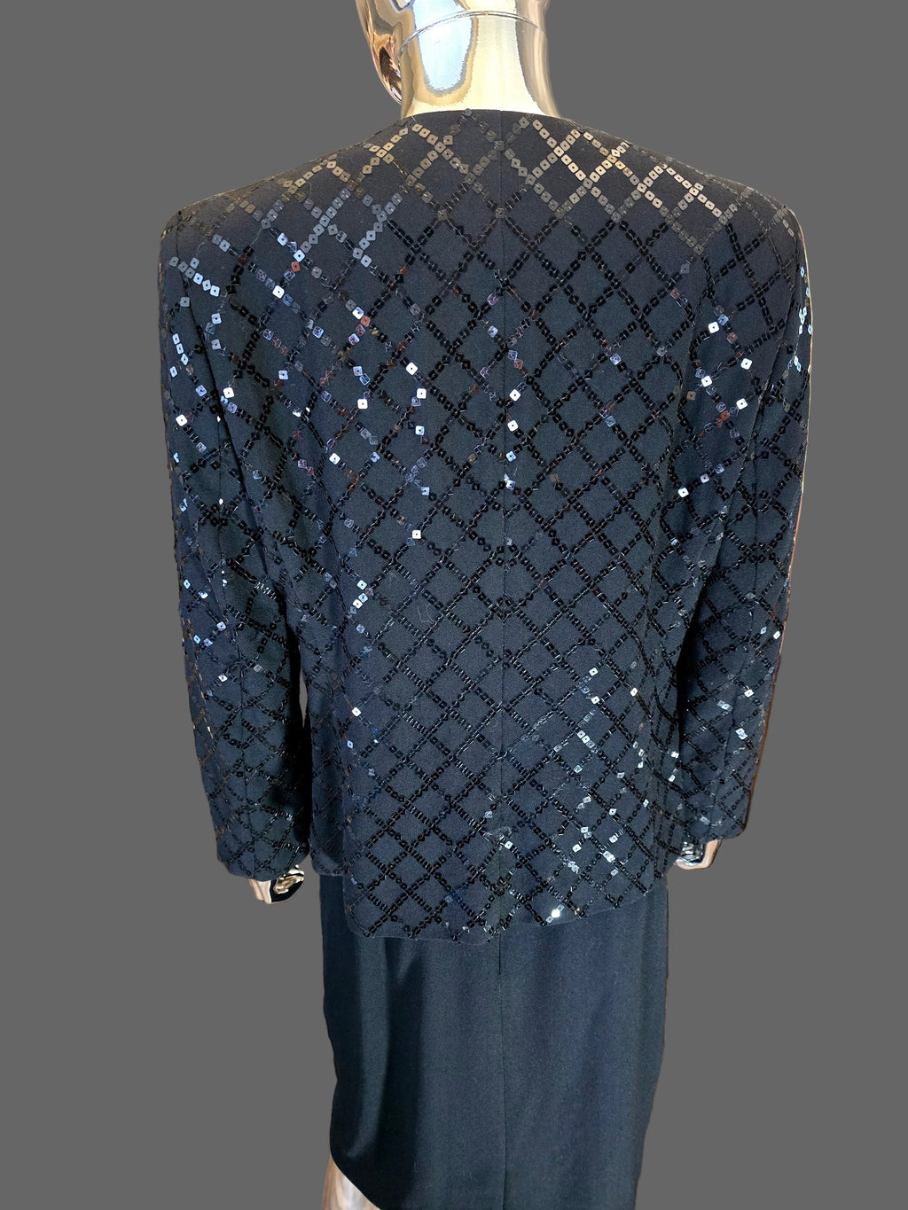 Louis Féraud Ensemble Jupe Sequins Noir Années 80 T40