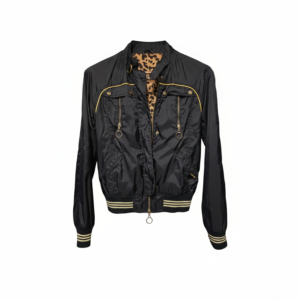 Jhon Galliano black and gold bomber jacket size 38 pre-owned - L.F Lusso