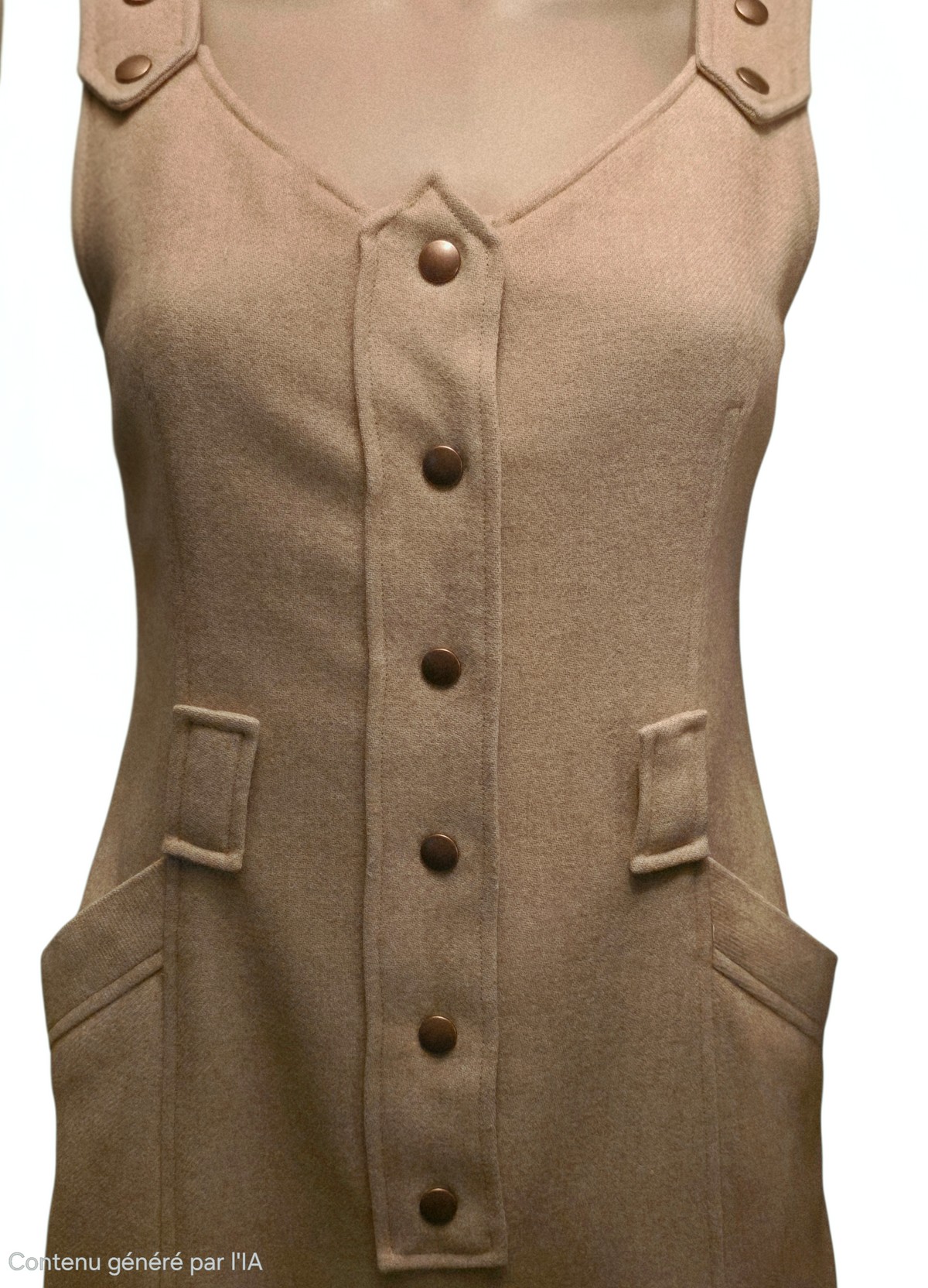 Courrèges Hyperbole Robe Laine Beige Années 70 T38