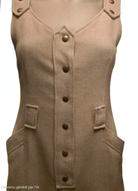 Courrèges Hyperbole Robe Laine Beige Années 70 T38