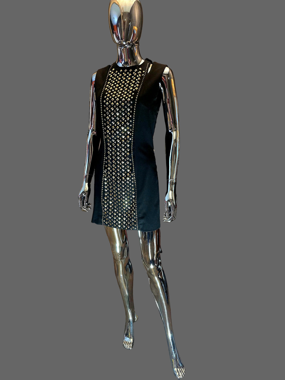 Balmain black studded gold dress size 40 vintage - L.F Lusso
