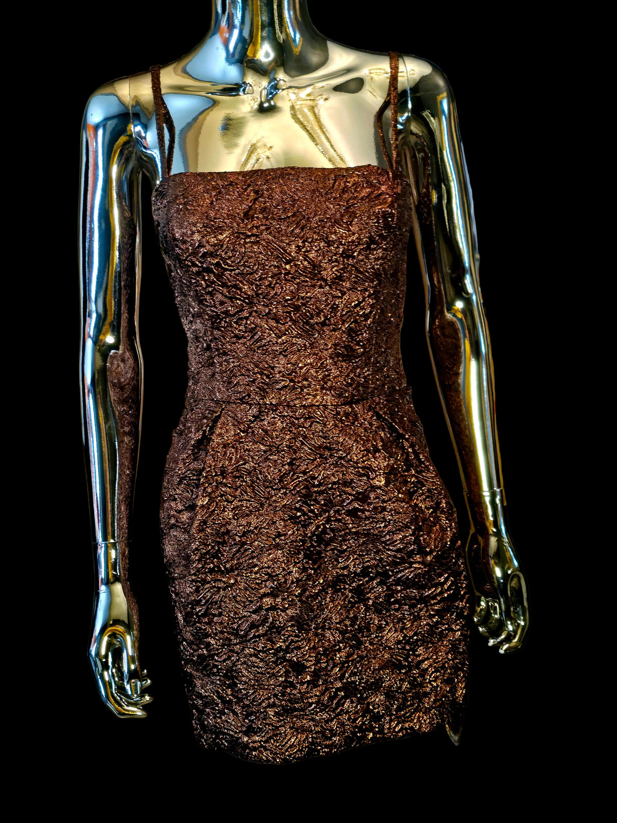 Alexandre Vauthier — Robe Courte Prototype Défilé Lurex Bronze T36
