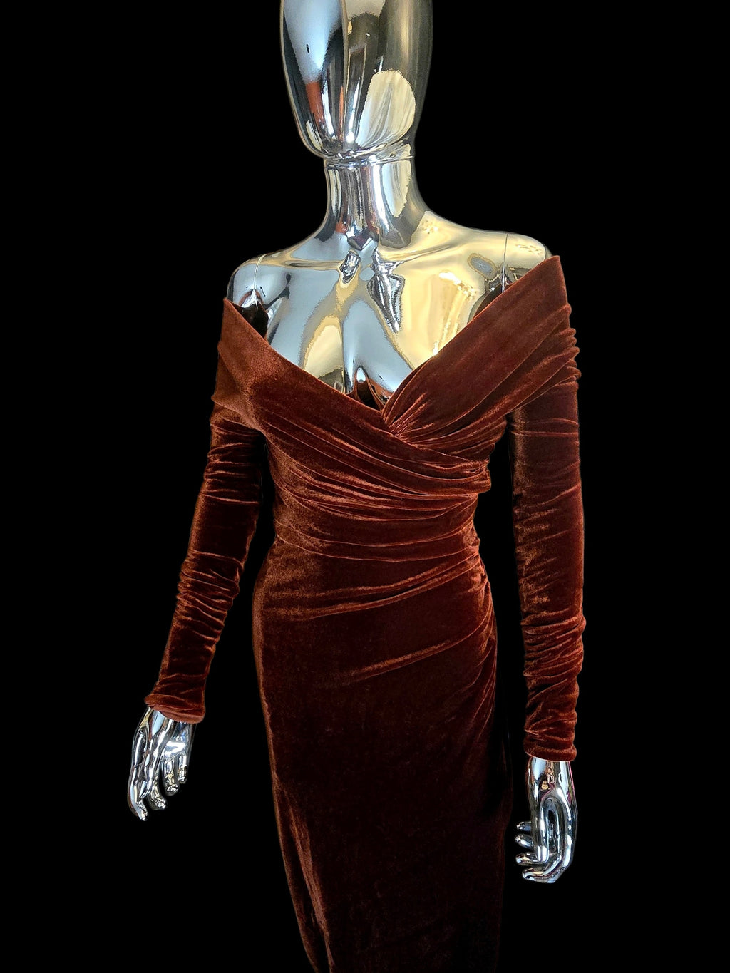 robe asymétrique longue en velours - Alexandre Vauthier - L.F Lusso