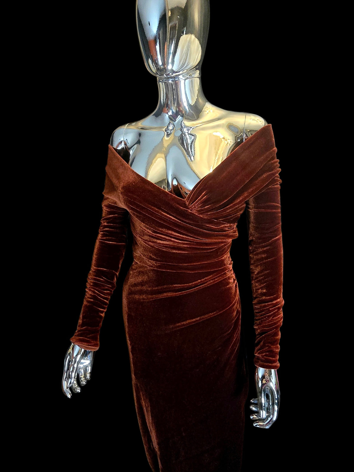 robe asymétrique longue en velours - Alexandre Vauthier - L.F Lusso
