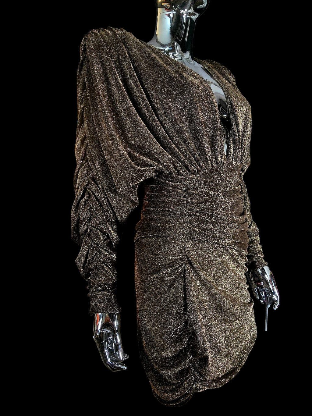 Robe de soirée courte plissée dorée Alexandre Vauthier - L.F Lusso