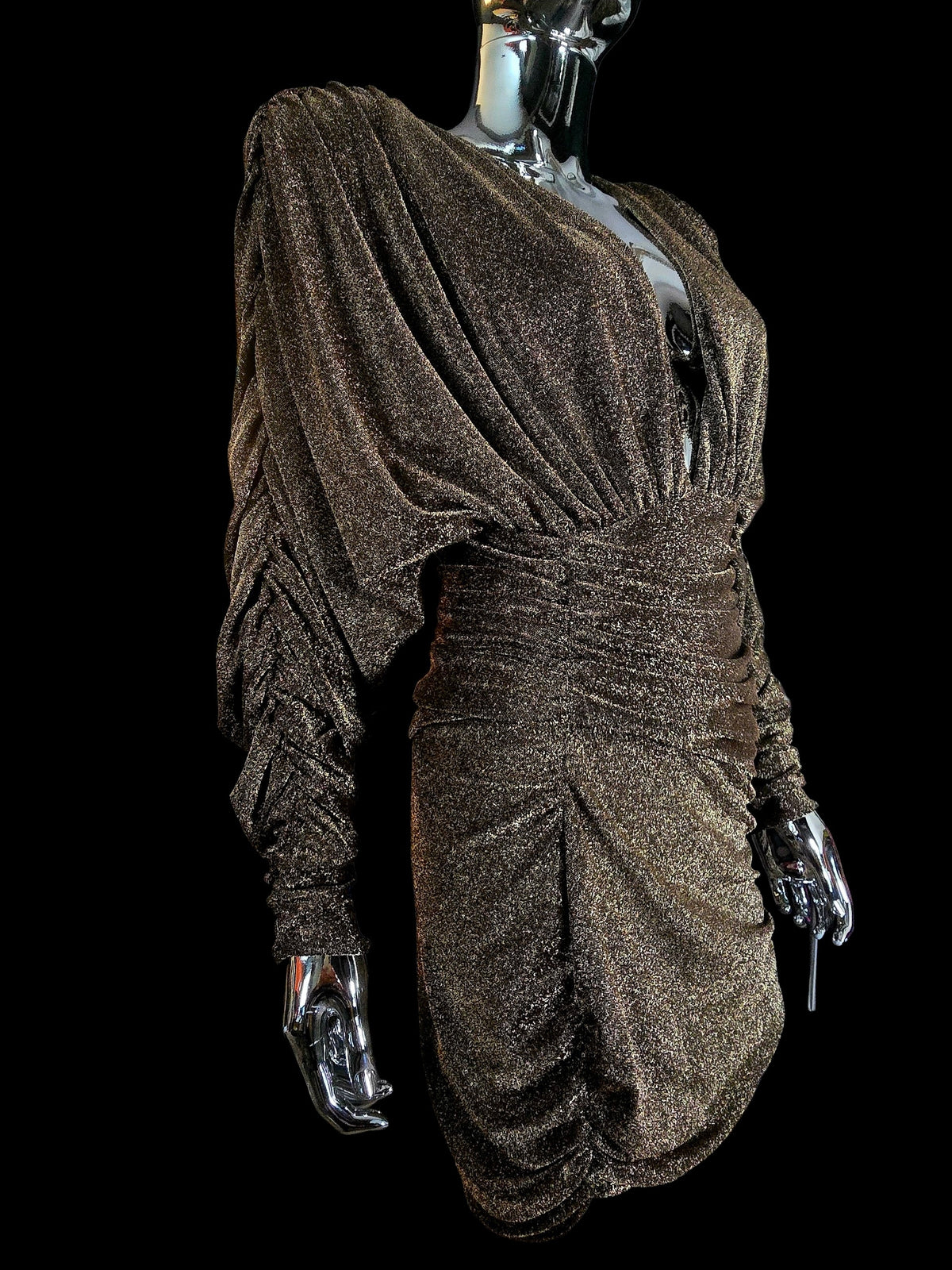 Robe de soirée courte plissée dorée Alexandre Vauthier - L.F Lusso