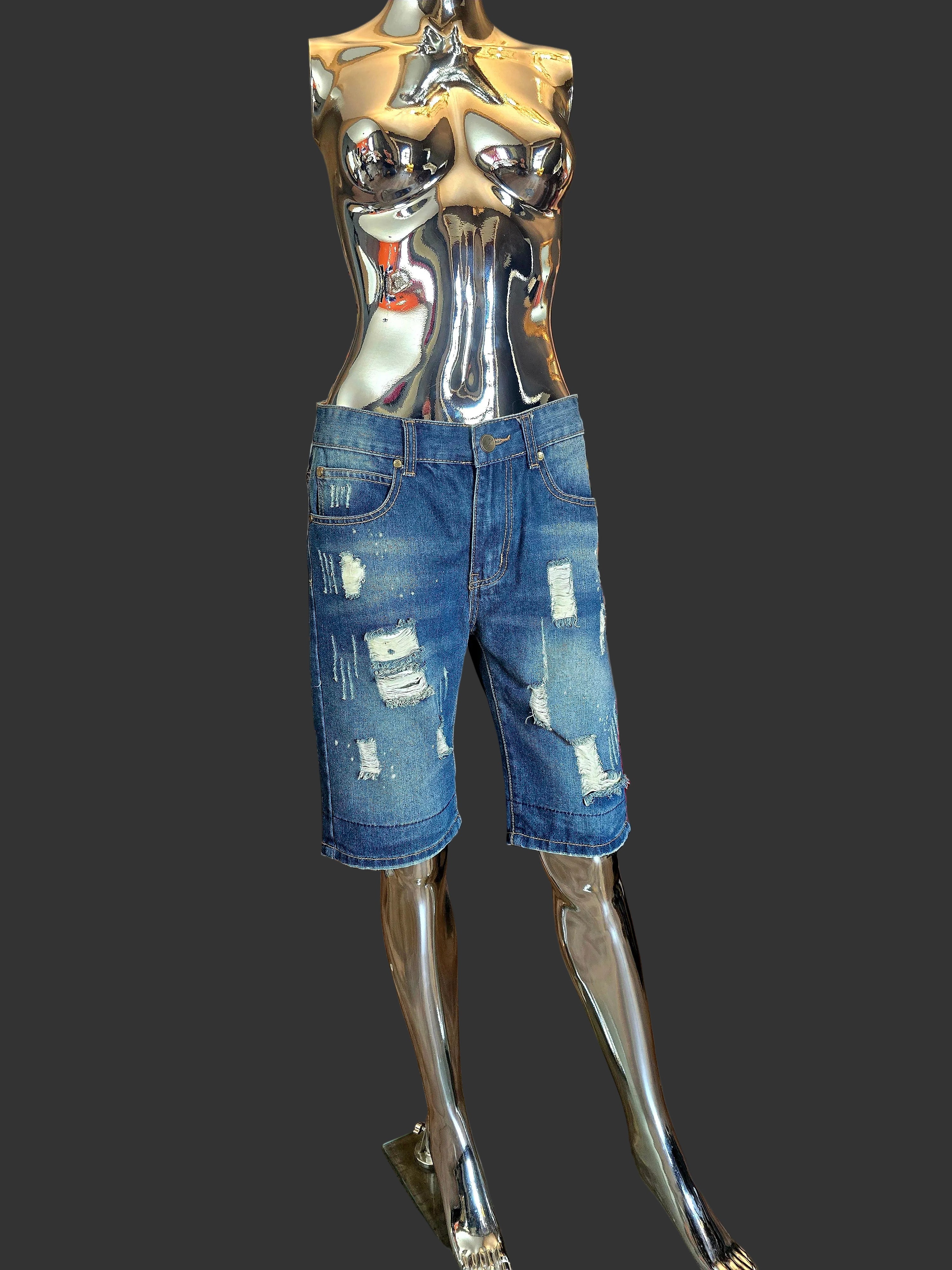 Balmain — Short Denim Délavé Style Usé T40