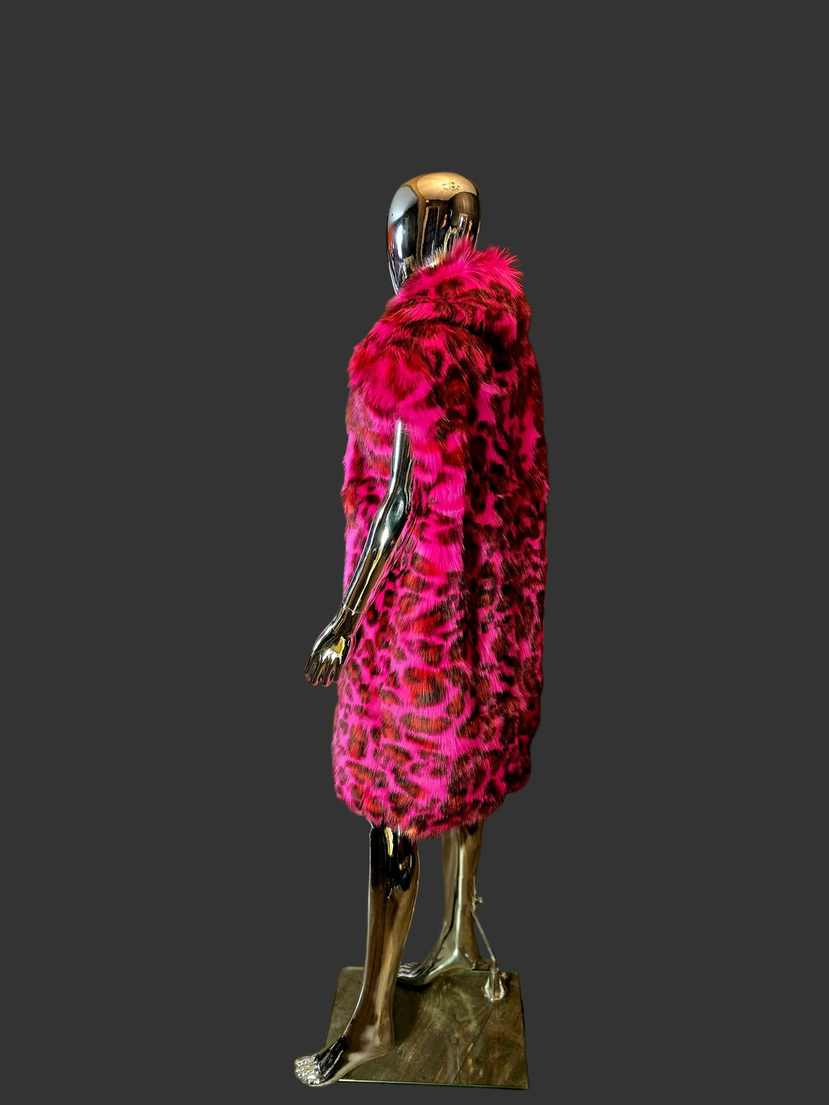 Diesel – Pink Leopard Faux Fur Sleeveless Coat – Size S
