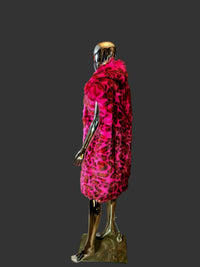 Diesel – Pink Leopard Faux Fur Sleeveless Coat – Size S
